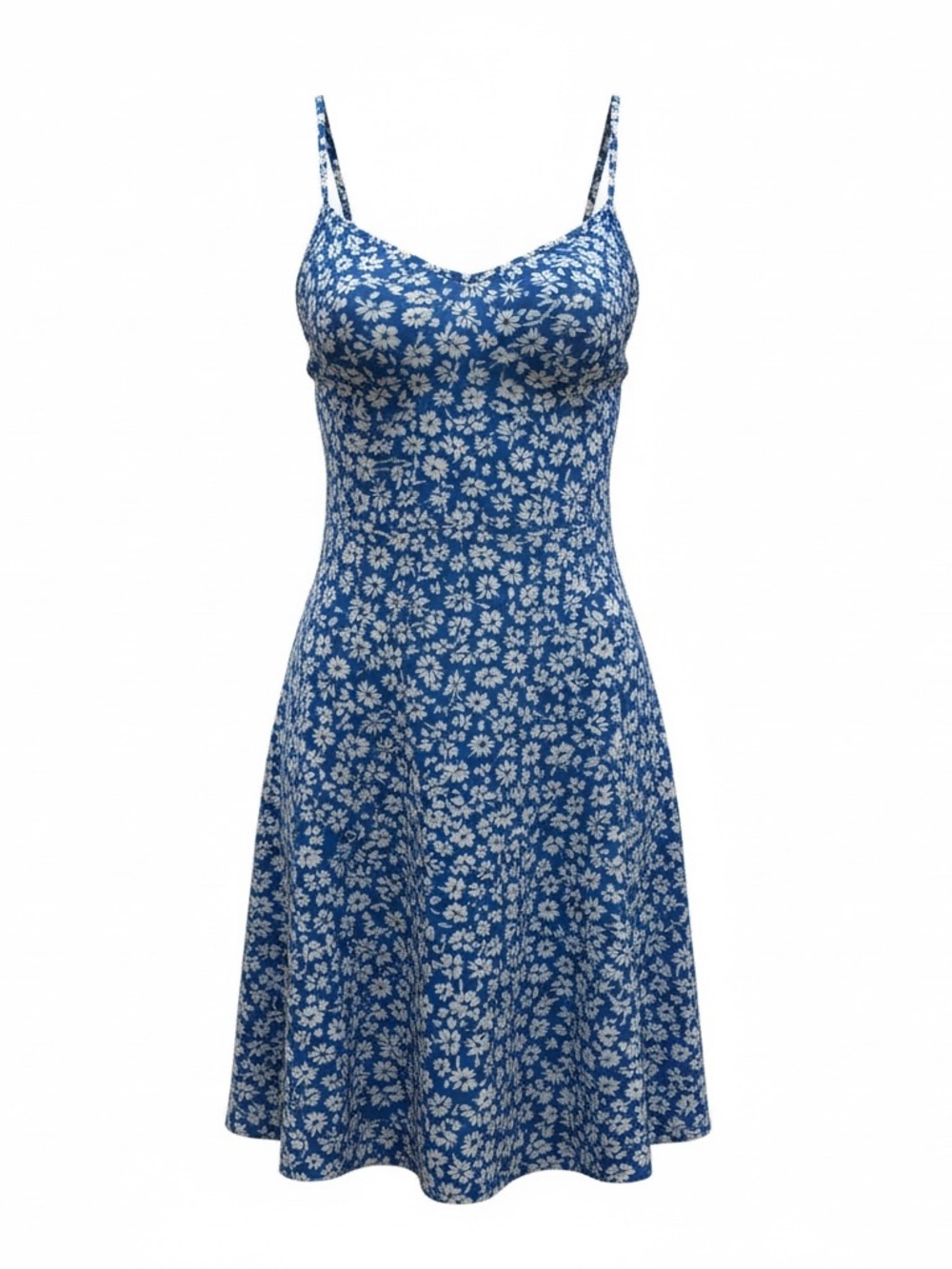 Blue Floral Spaghetti-Strap Slip Dress